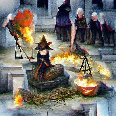 Historical Witch Burning Scene