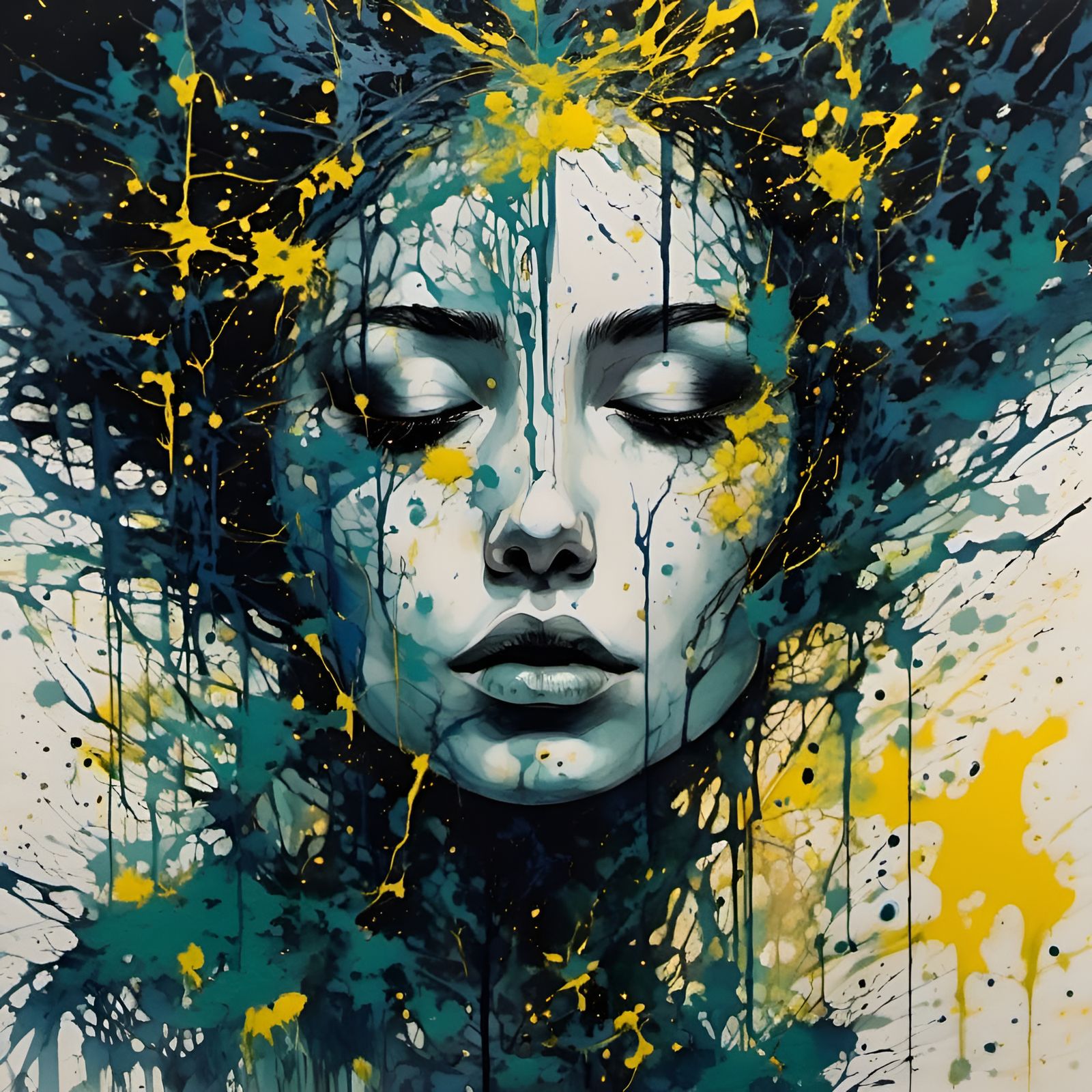 Expressive Woman Portrait in Sketch Art Style