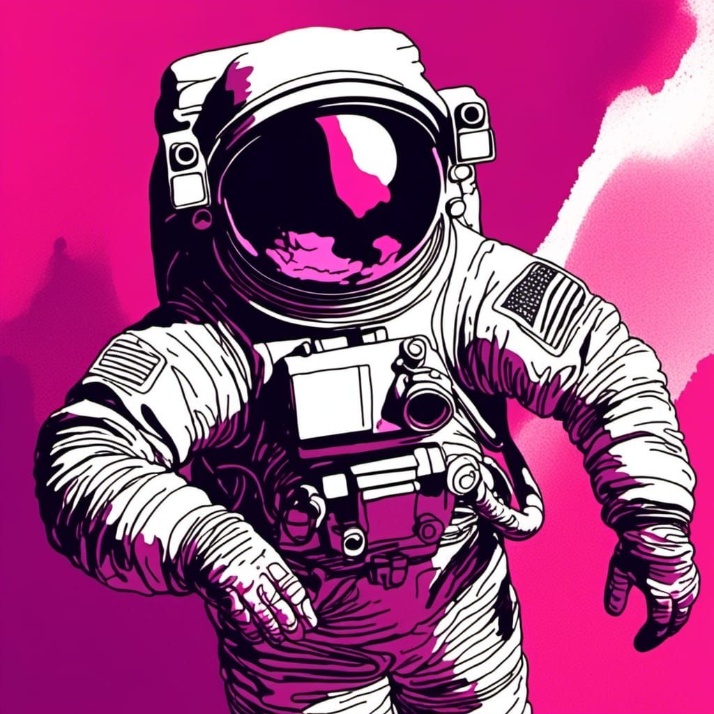 Astronaut in Space with Magenta Backdrop