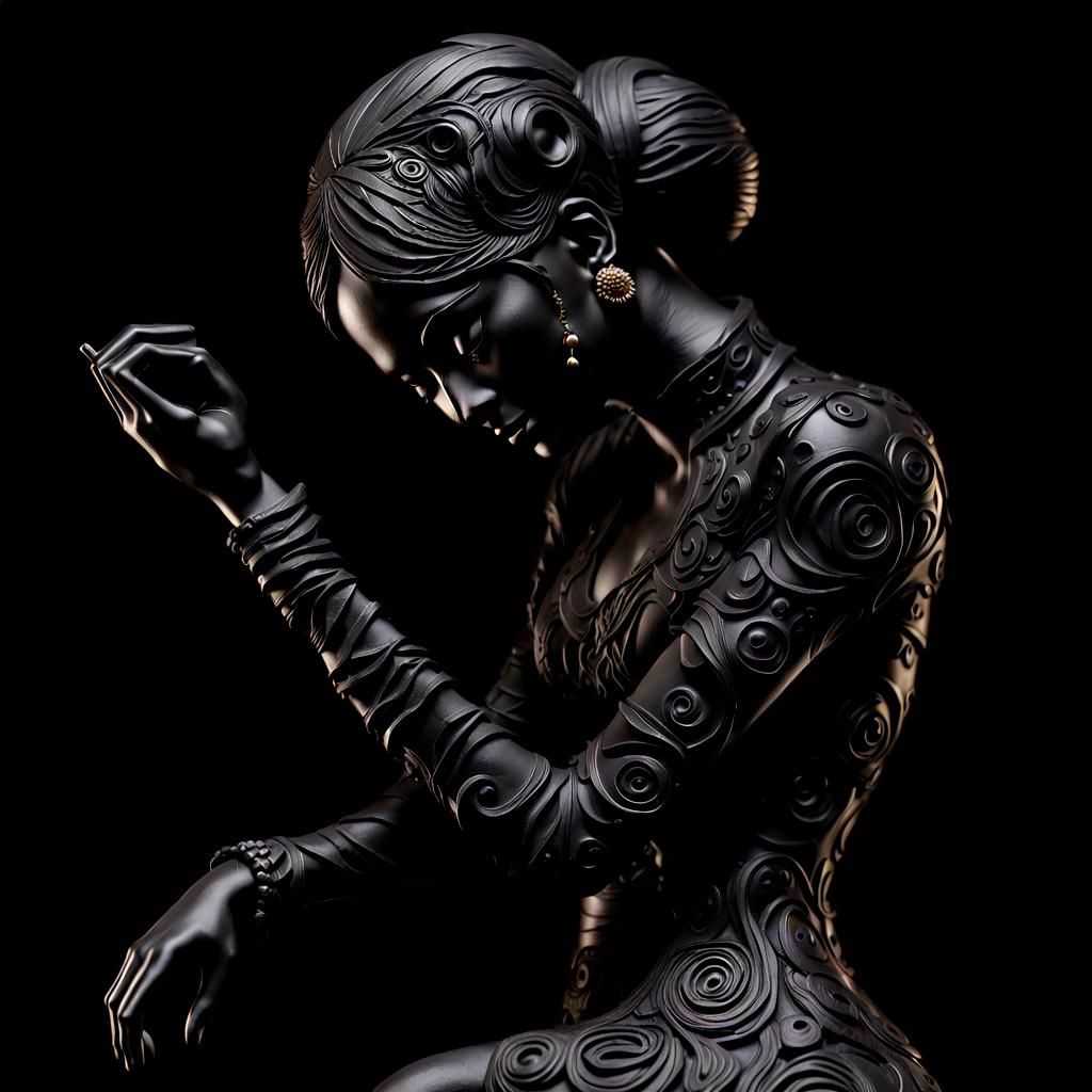 Melancholy Black Sculpture in Ultraviolet Light