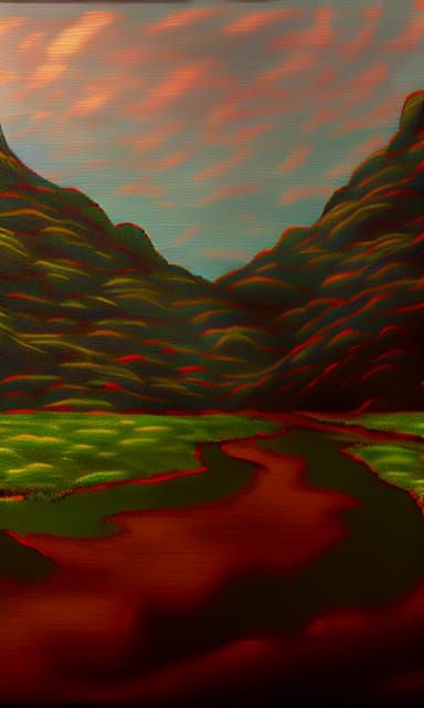 Patriotic Linoleum Landscape Portrait in Realist Style