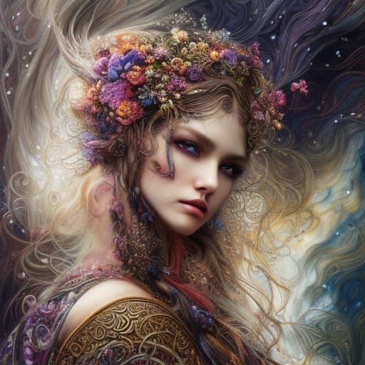 Detailed Norse Goddess Portrait in Hyperreal Style