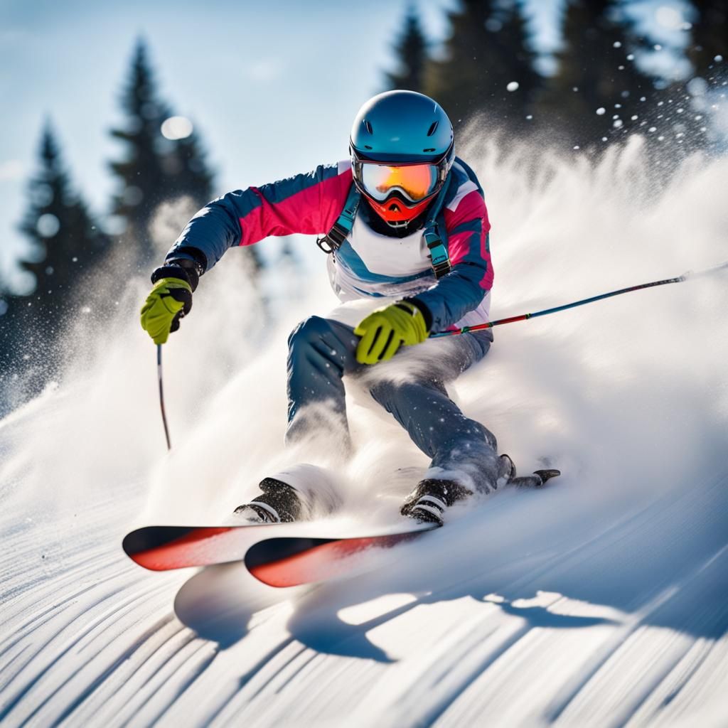 Skier Mid-Jump: Action Shot of Grand Slalom