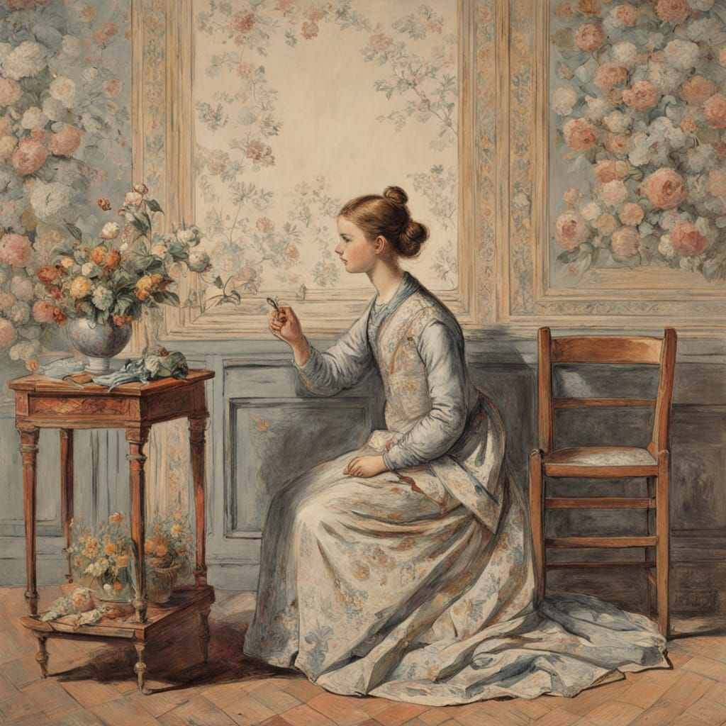 Woman in a Cozy Interior with Vibrant Colors