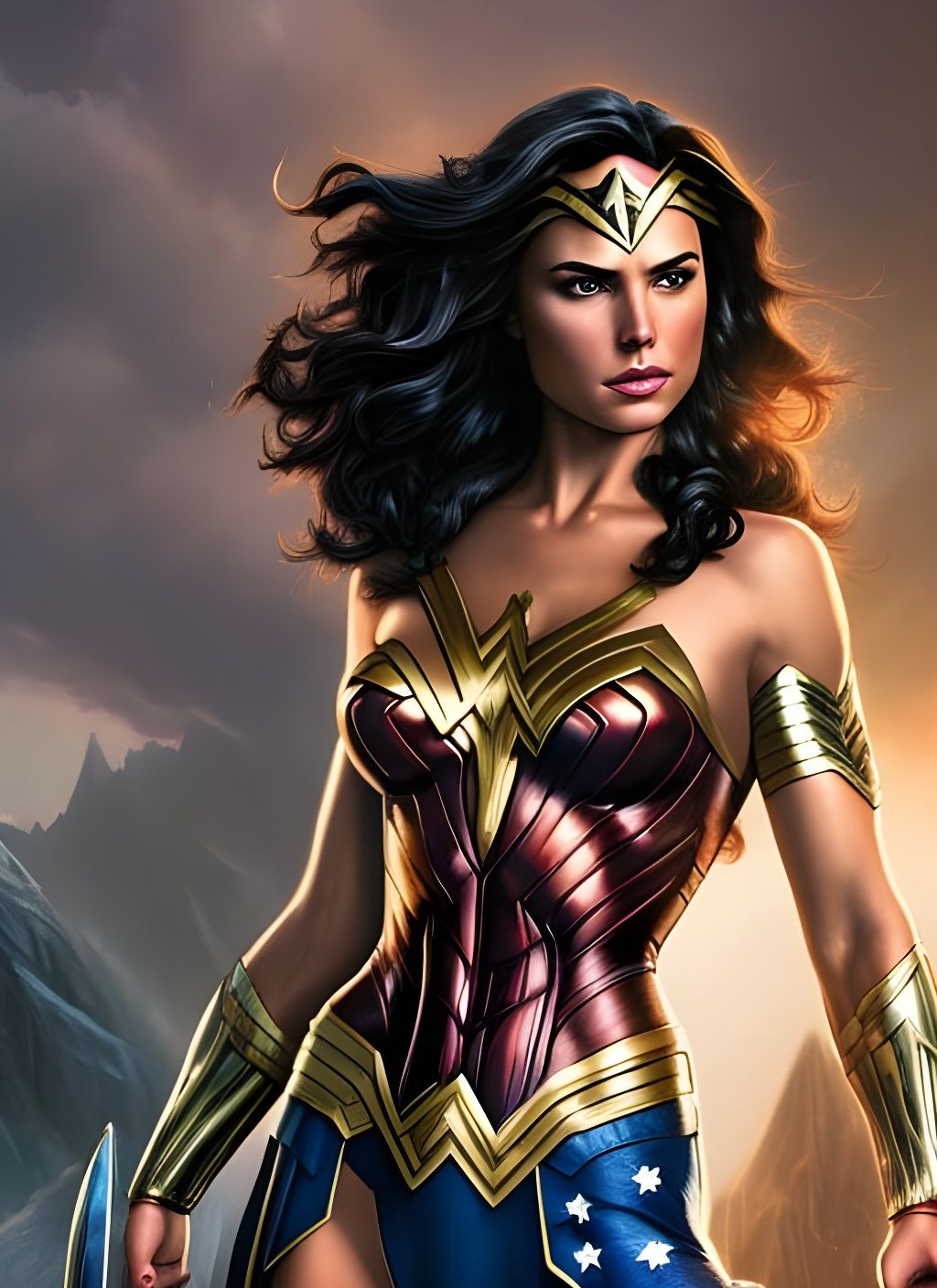 Wonder Woman Crayon Caricature in Comic Book Style