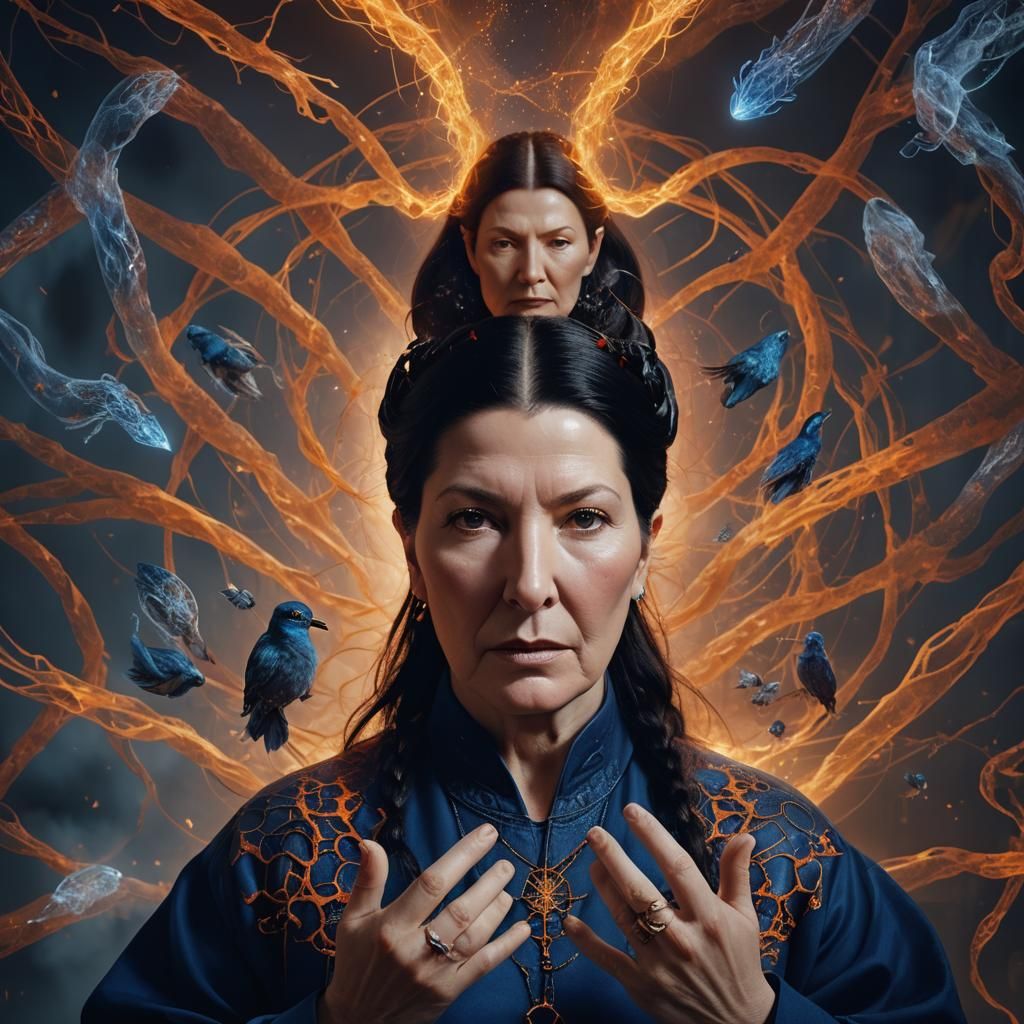 A realistic self portrait done by Marina Abramovic