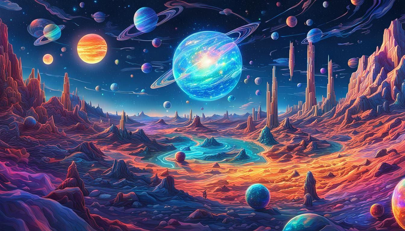 Cosmic Astral Illustration in Mixed Media Style