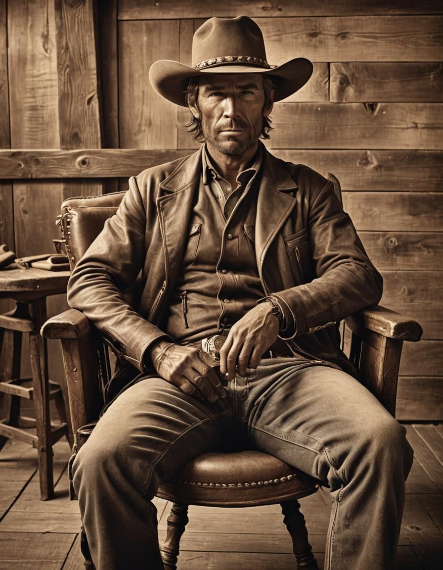 1880s Cowboy Portrait in Sepia Tone