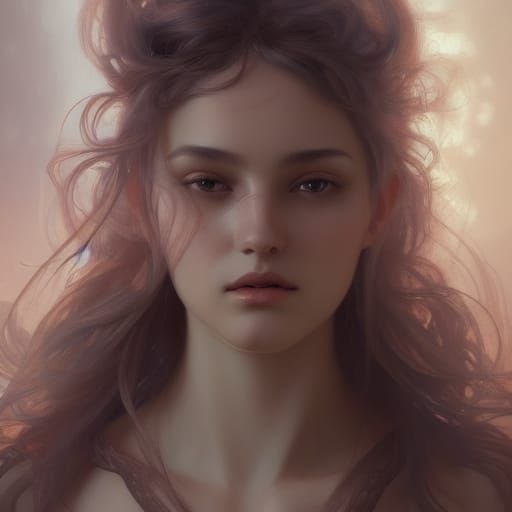 Voluptuous Nymph Portrait in Hyperdetailed Digital Art