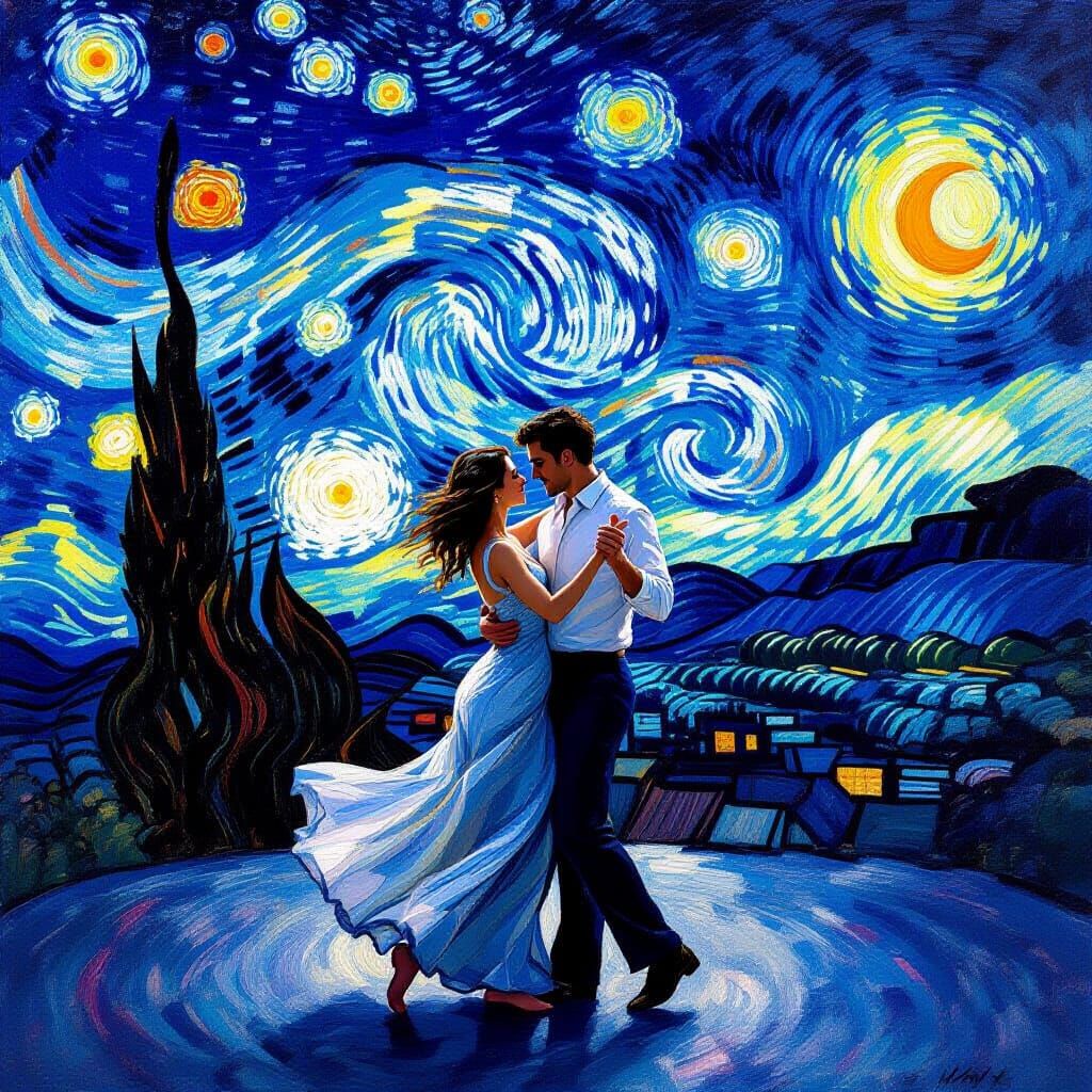 Romantic Waltz Under Starry Night Sky
