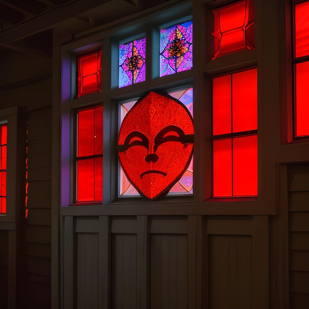 Burning Man at Window with Red Incandescent Glow