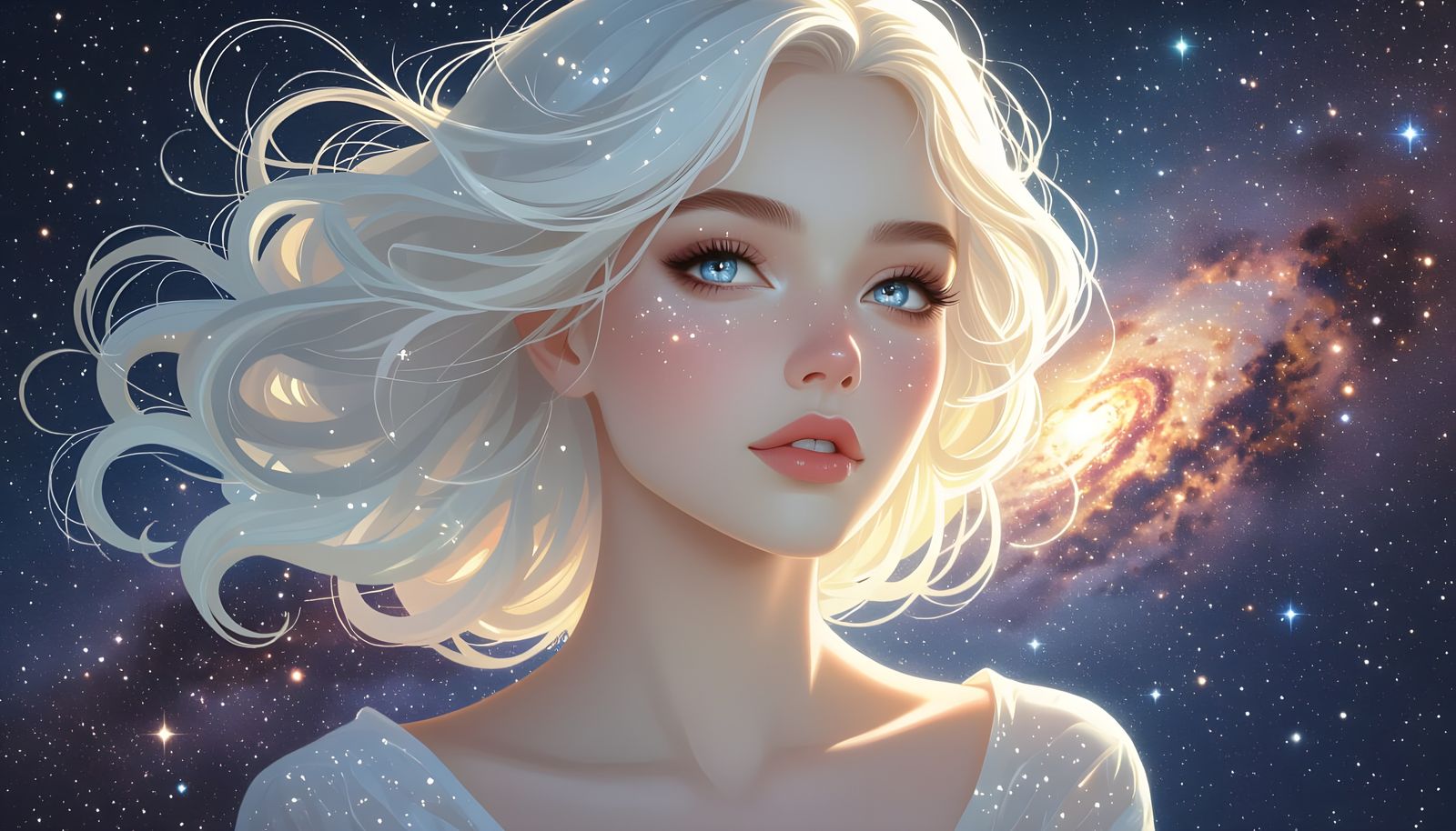 Ethereal Woman: Celestial Fusion with Milky Way