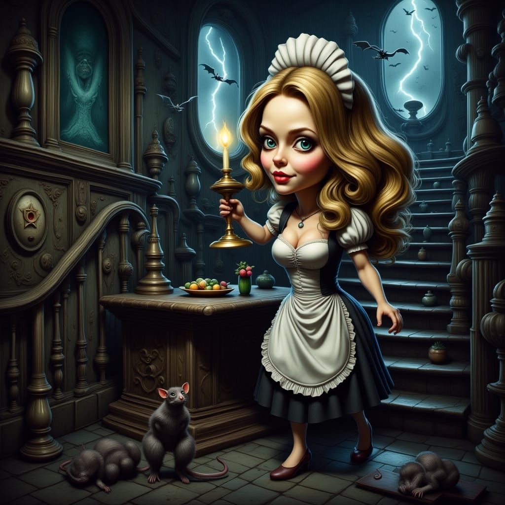 Dark Goddess Descends in a Haunting Castle Scene