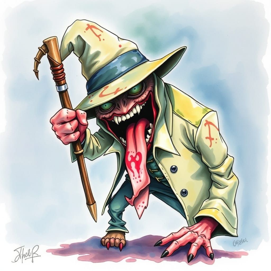 Rapacious Thief in Messy Watercolor Style