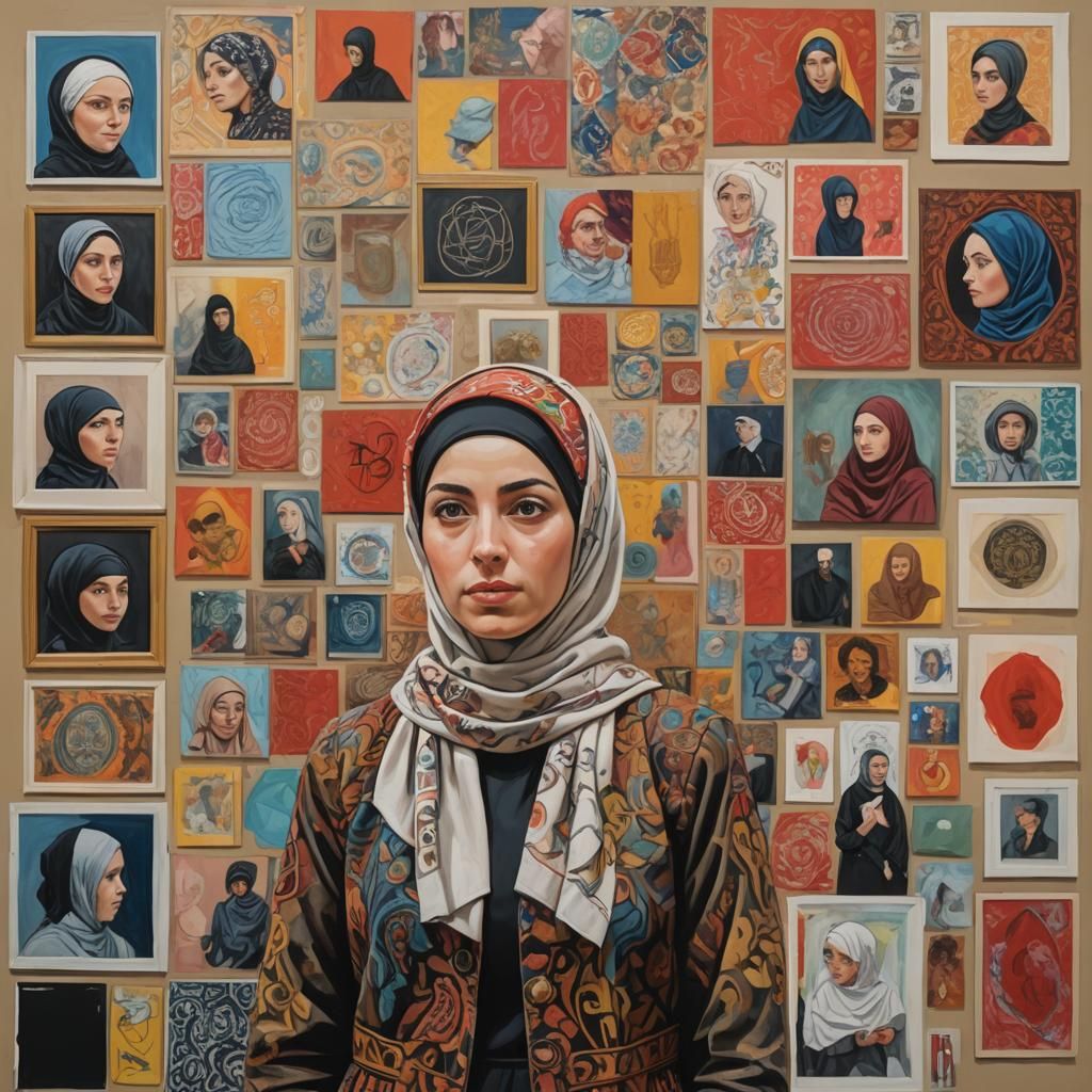 Surrealist Woman in Gallery of Vandalized Art