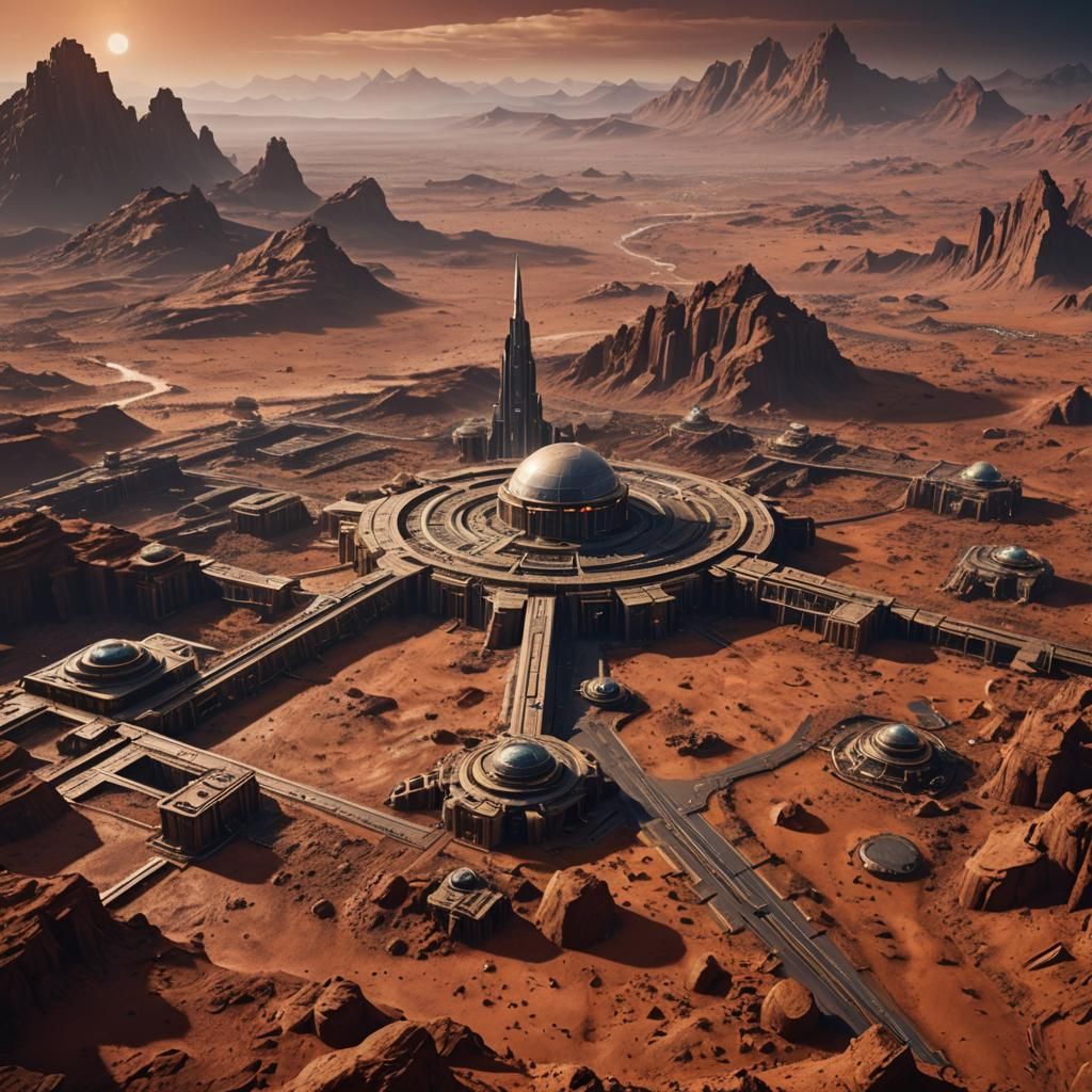 Ancient Advanced Martian Civilization: Detailed Matte Painti...