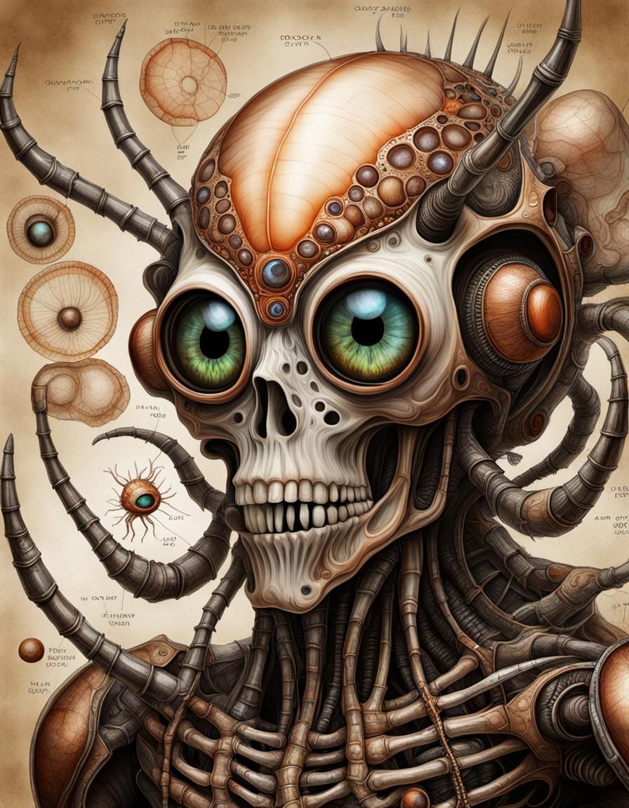 Exotic Fungus Biological Illustration in Giger Style