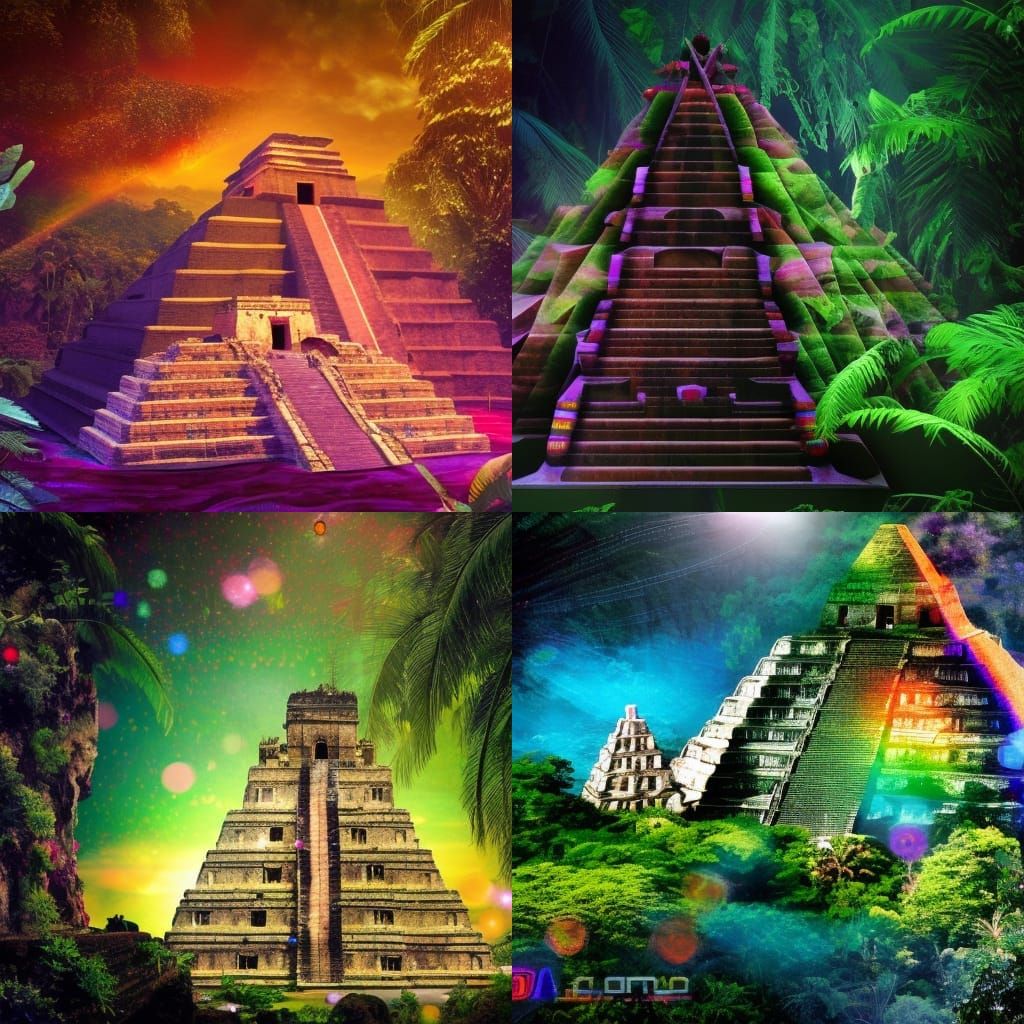 Lush Aztec Jungle Pyramids in Ethereal Light