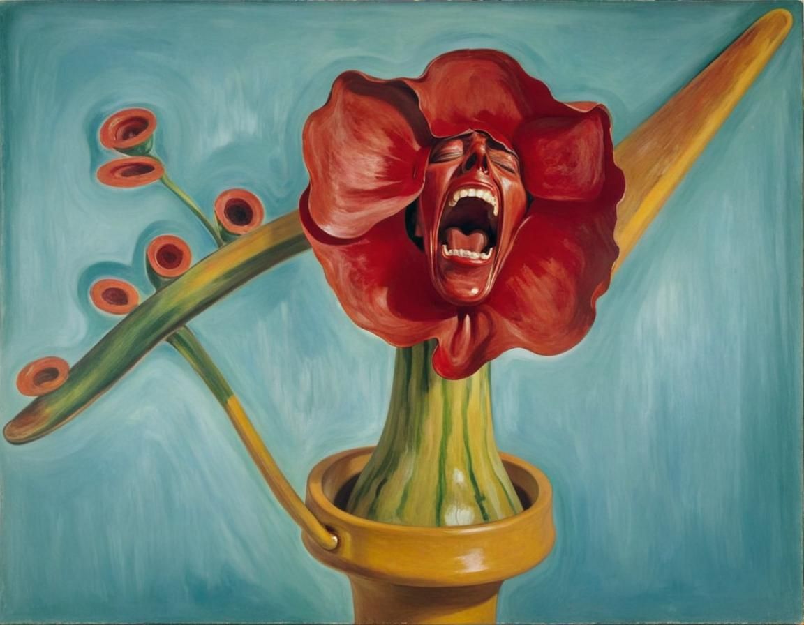 Red Flower Scream: An Expressionist Floral