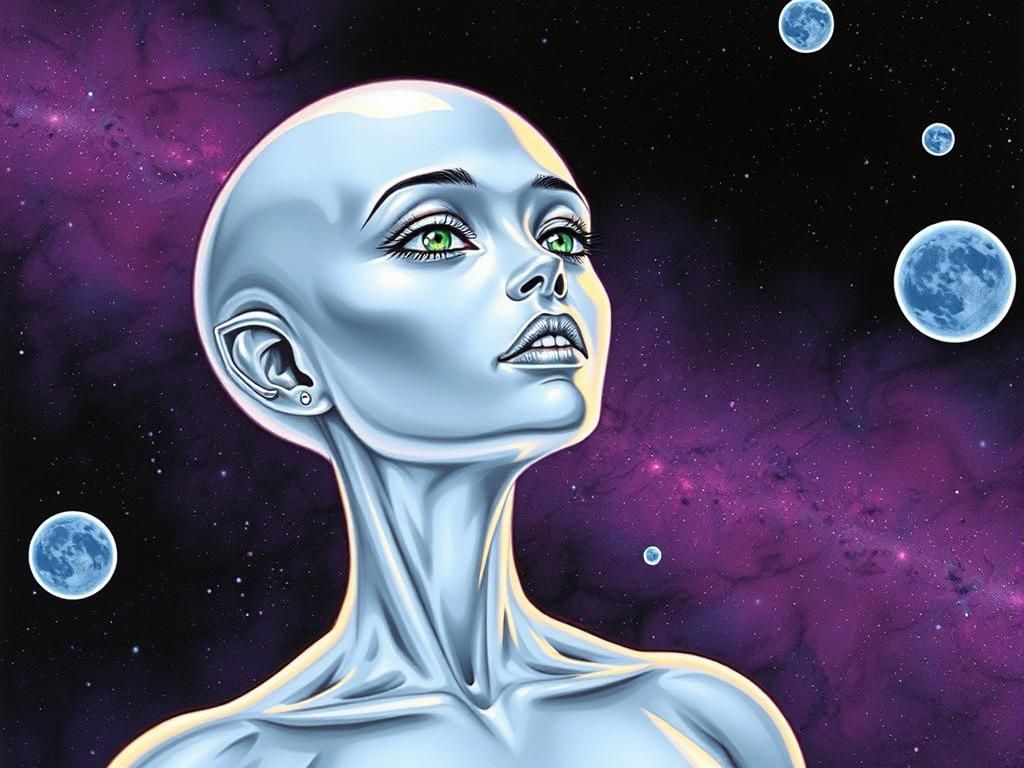 Silver Alien Woman in Space, Sorayama Style