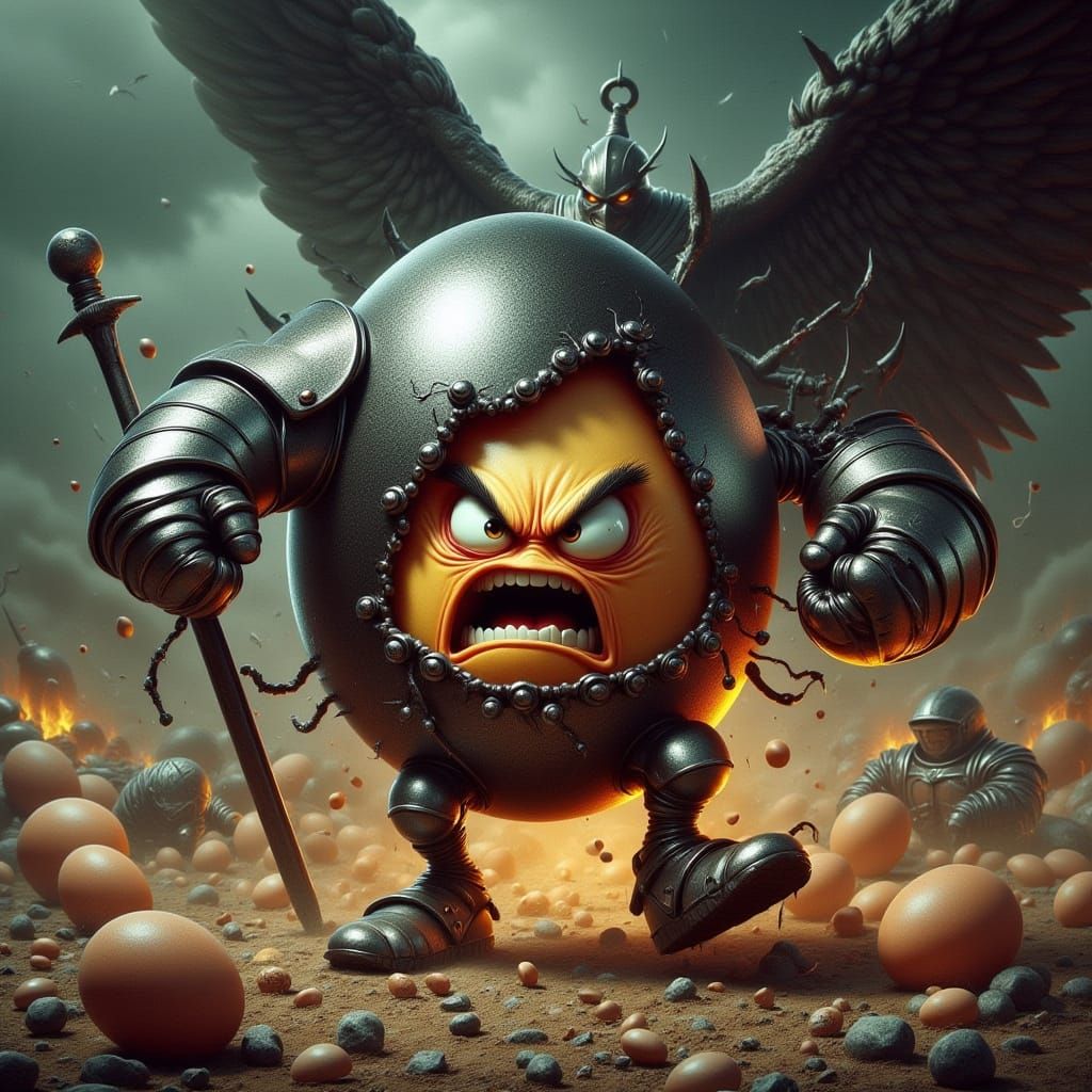 Armored Egg Slaying Knight in Dark Fantasy Realm