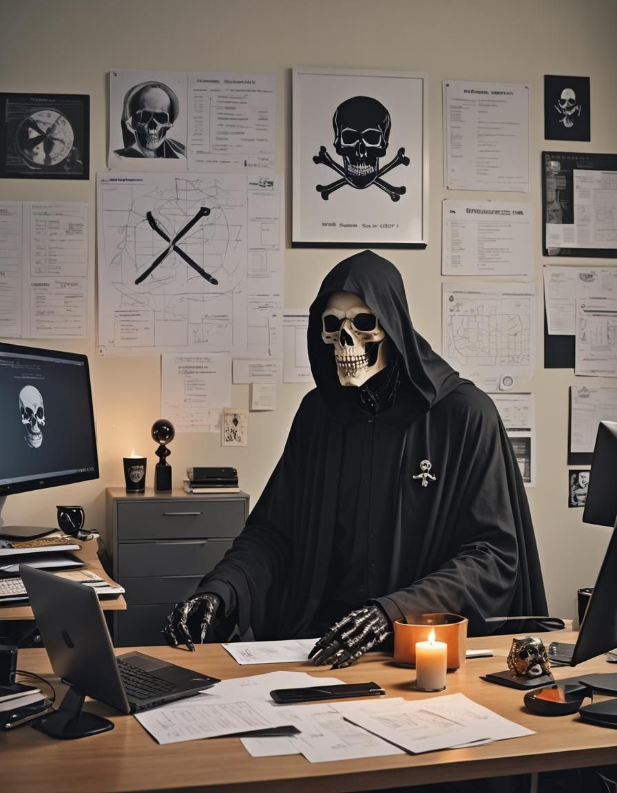 Grim Reaper Working From Home: Digital Concept Art
