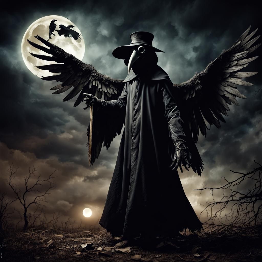Scary Winged Plague Doctor Halloween Masterpiece
