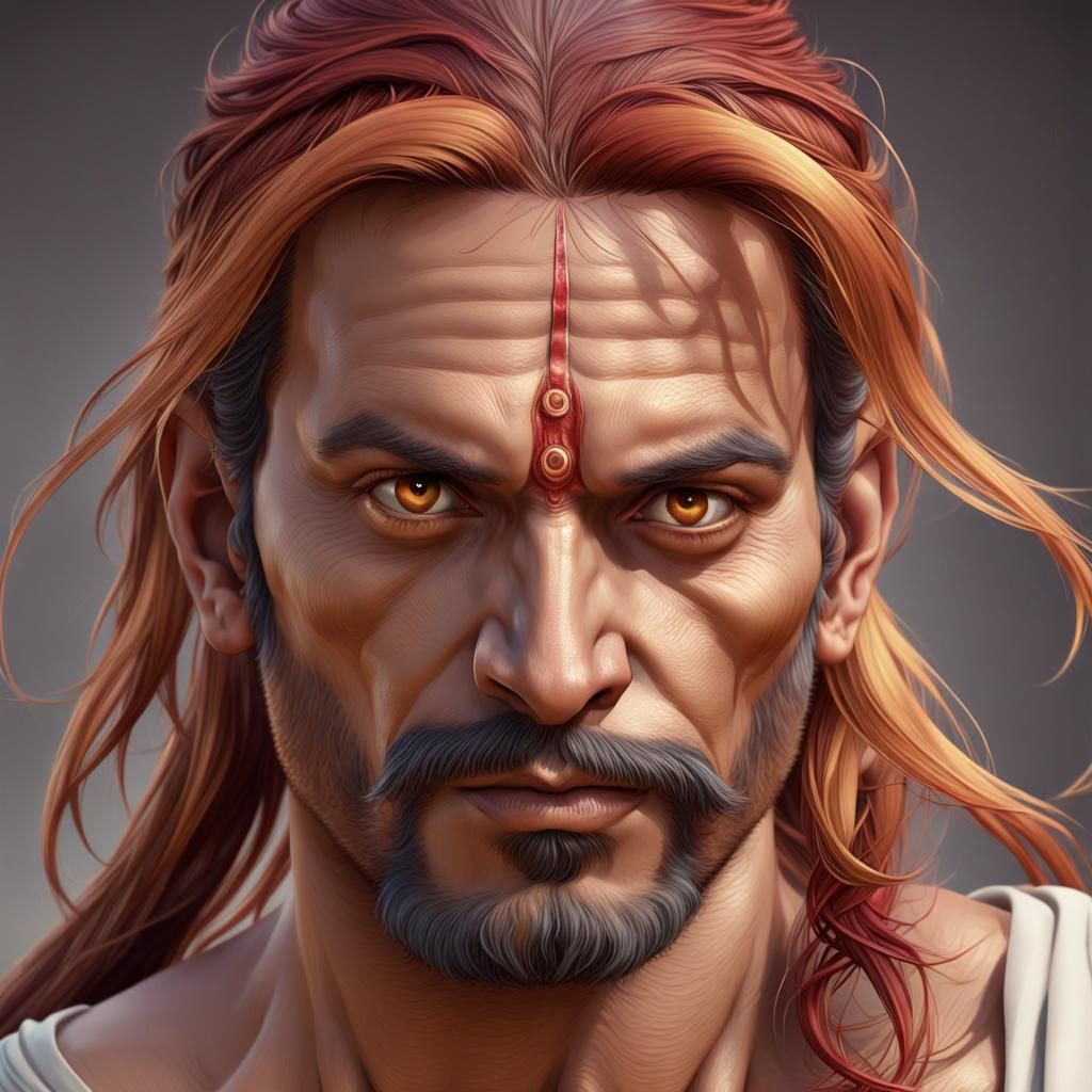 Intense Portrait of Indian Man in Digital Art Style