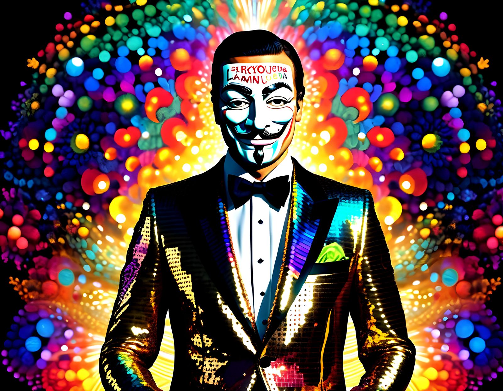 Anonymous Ray in a sequin mask and a sick gold sequin disco ...