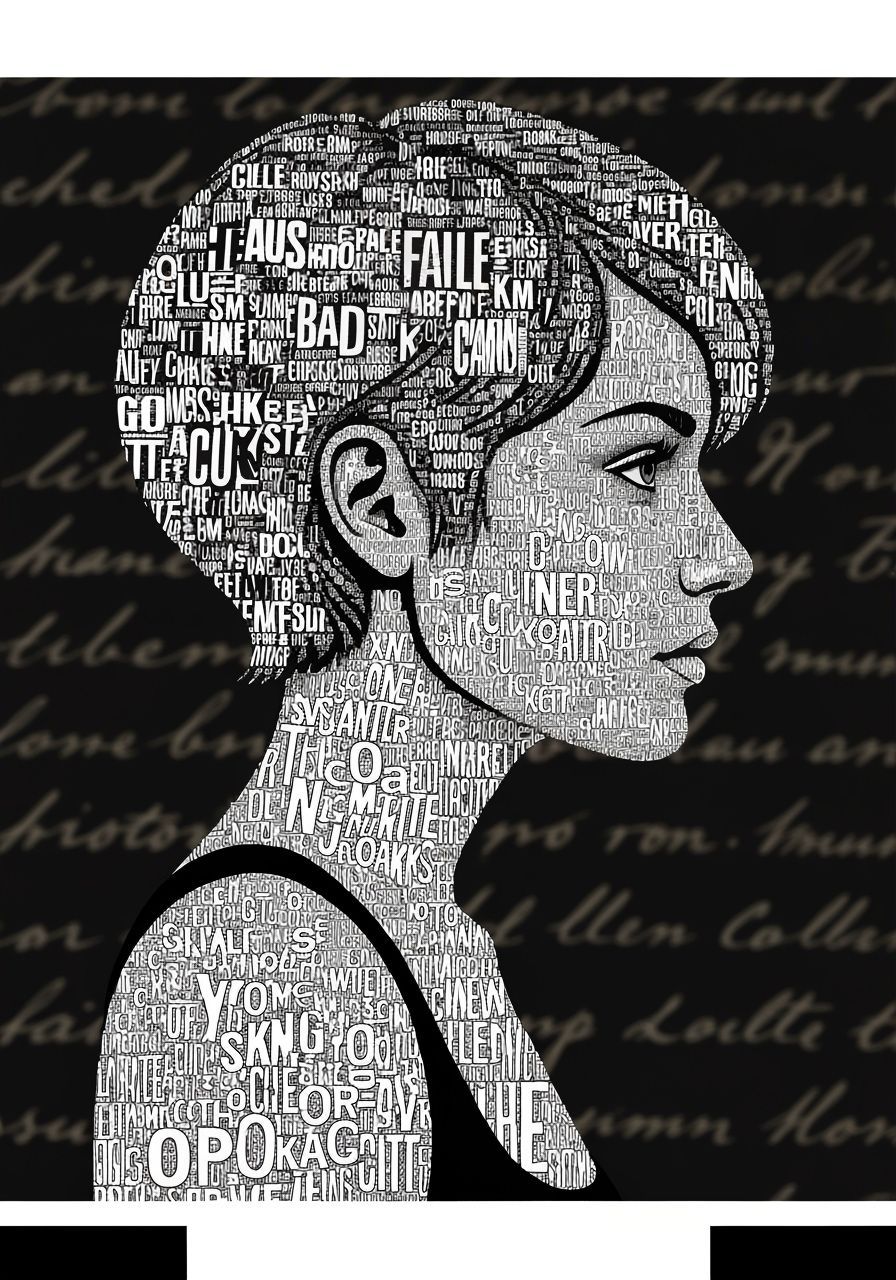 Typographic Art: Woman's Face Formed from Letters