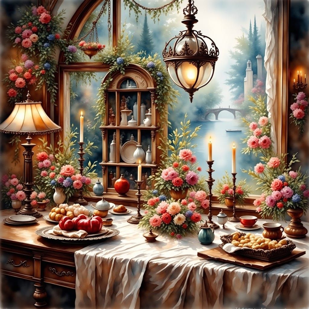 Antique Watercolor Image of Fortellini