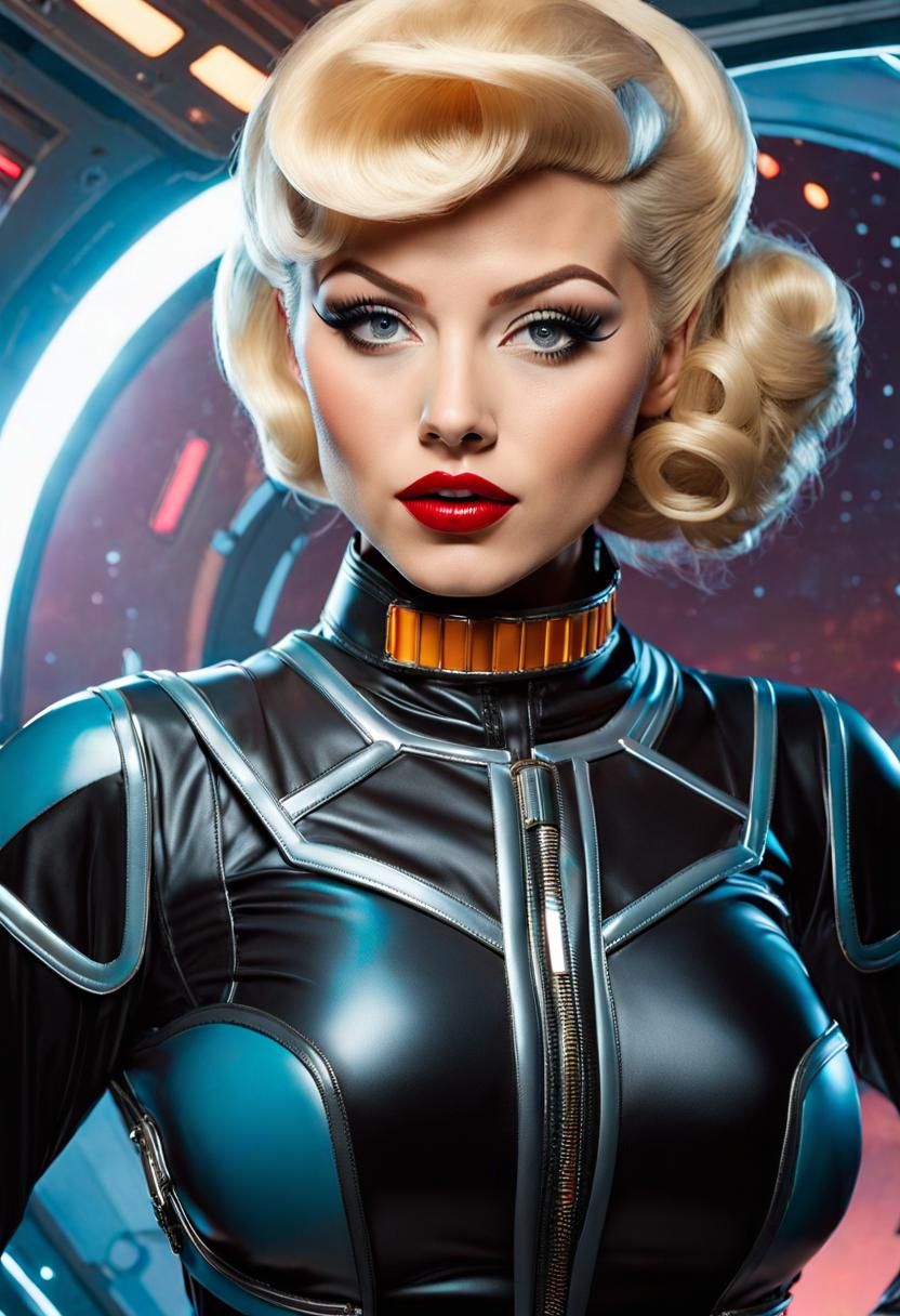 Retro Sci-Fi Pinup Girl in Spacesuit