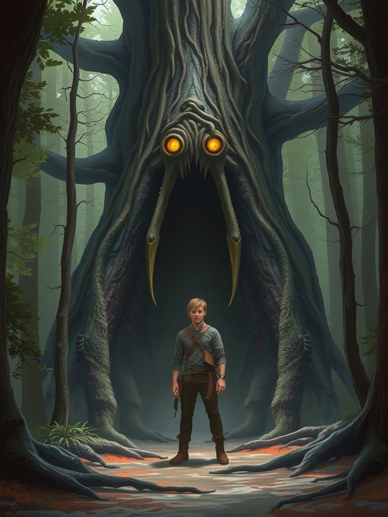 Adventurer Confronts Ancient Forest Spirit