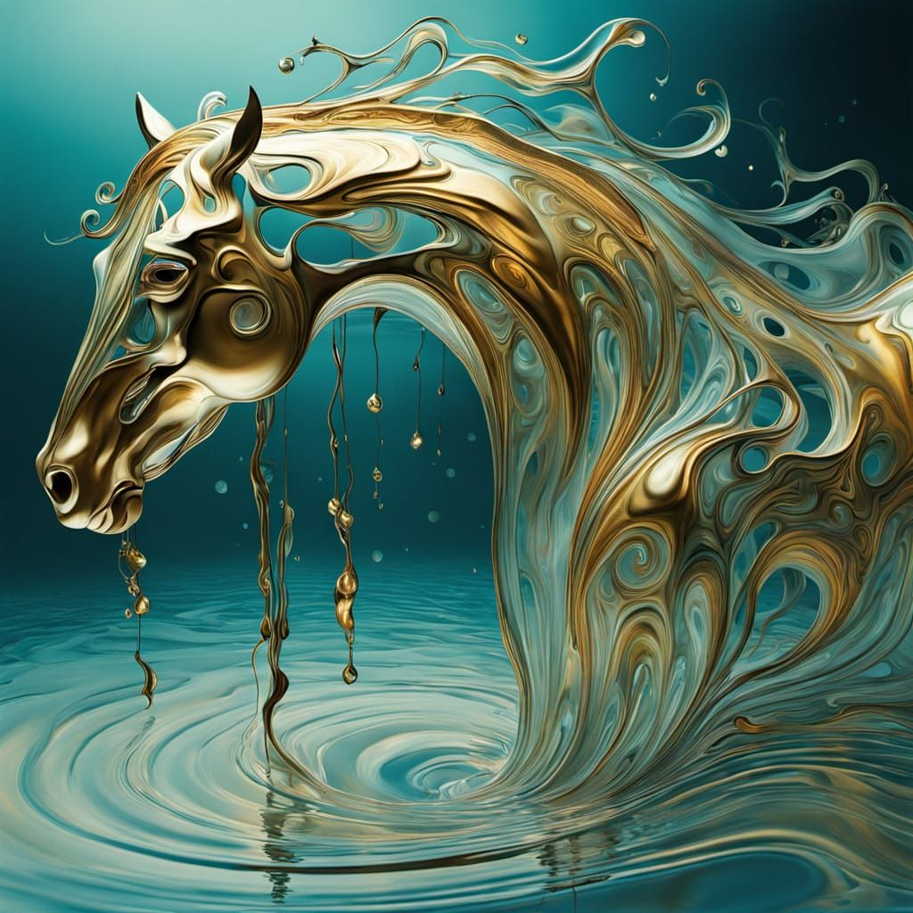 Ethereal Horse Form Emerges from Shimmering Water