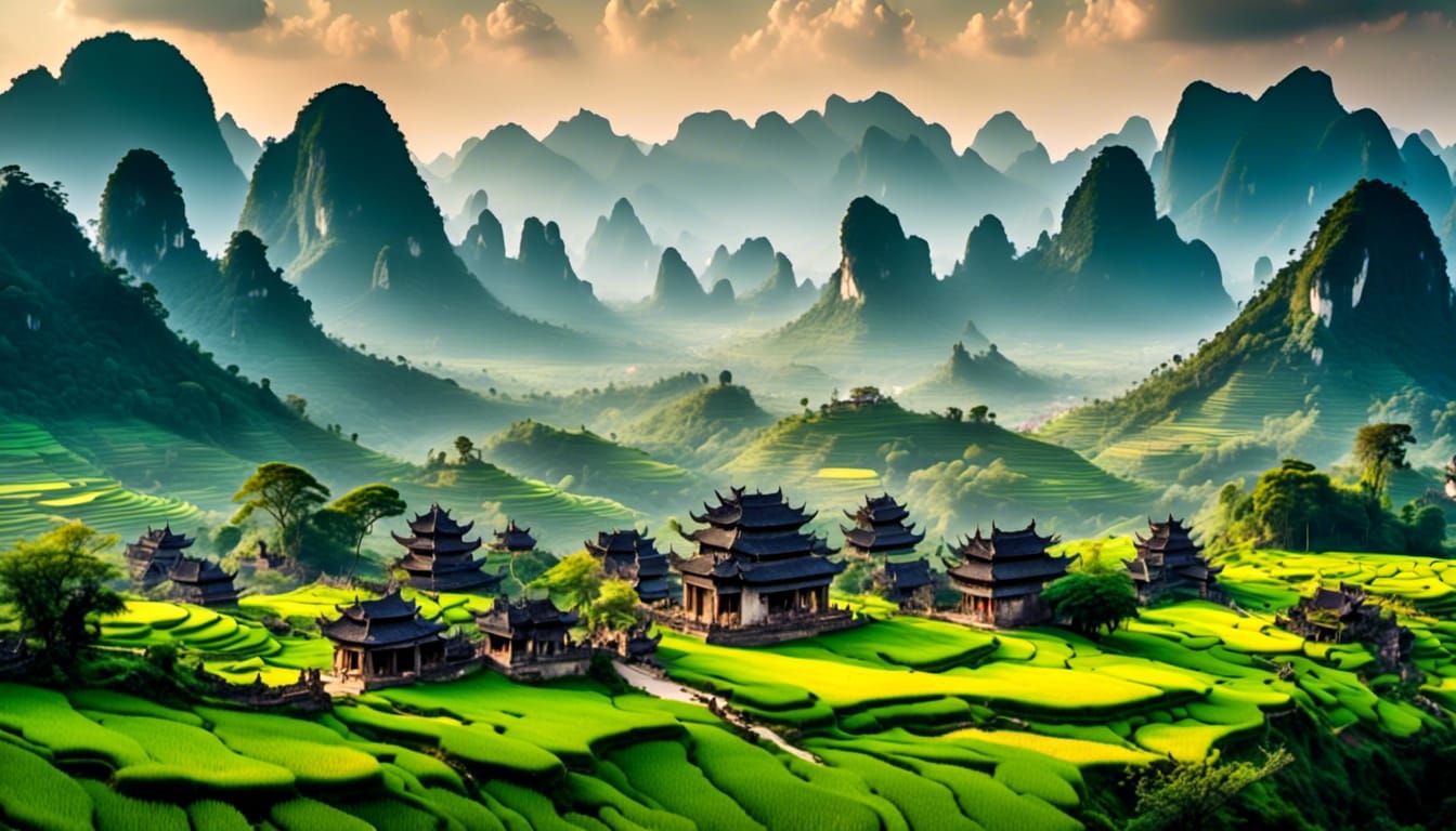 Ancient Khmer Temple in Verdant Asian Valley