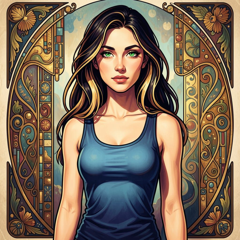 Vibrant Portrait of a Woman with Green Eyes