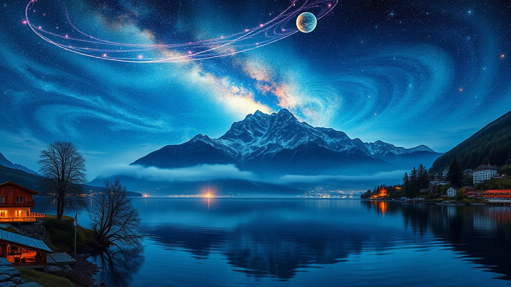 Interlaken Nightscape: Holographic Astral Visions in 8k
