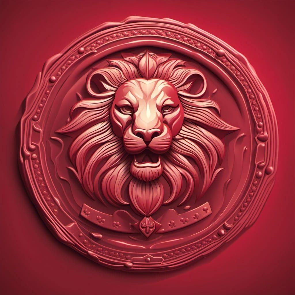 Red Wax Seal with Lion and Fleur-de-Lis