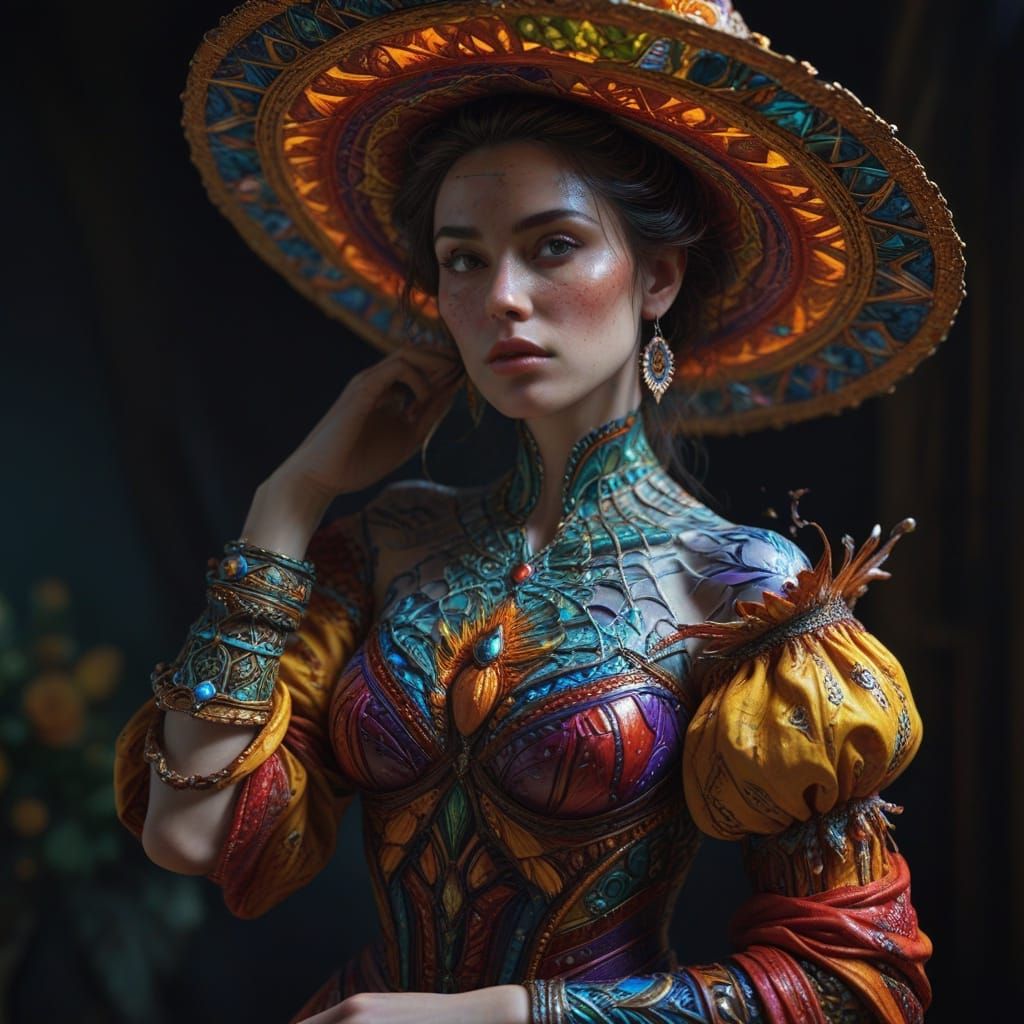 Hyperrealistic Cinematic Masterpiece with Triadic Colors