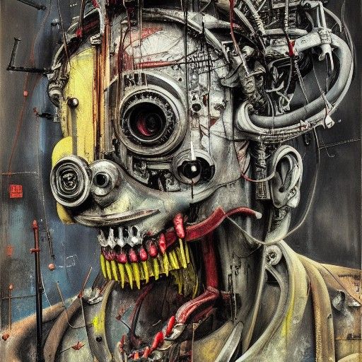 Grotesque Entity with Rotten Teeth in Dieselpunk Style