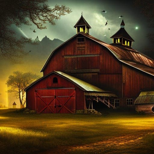 Glowing Barn: Hyperdetailed Digital Matte Painting
