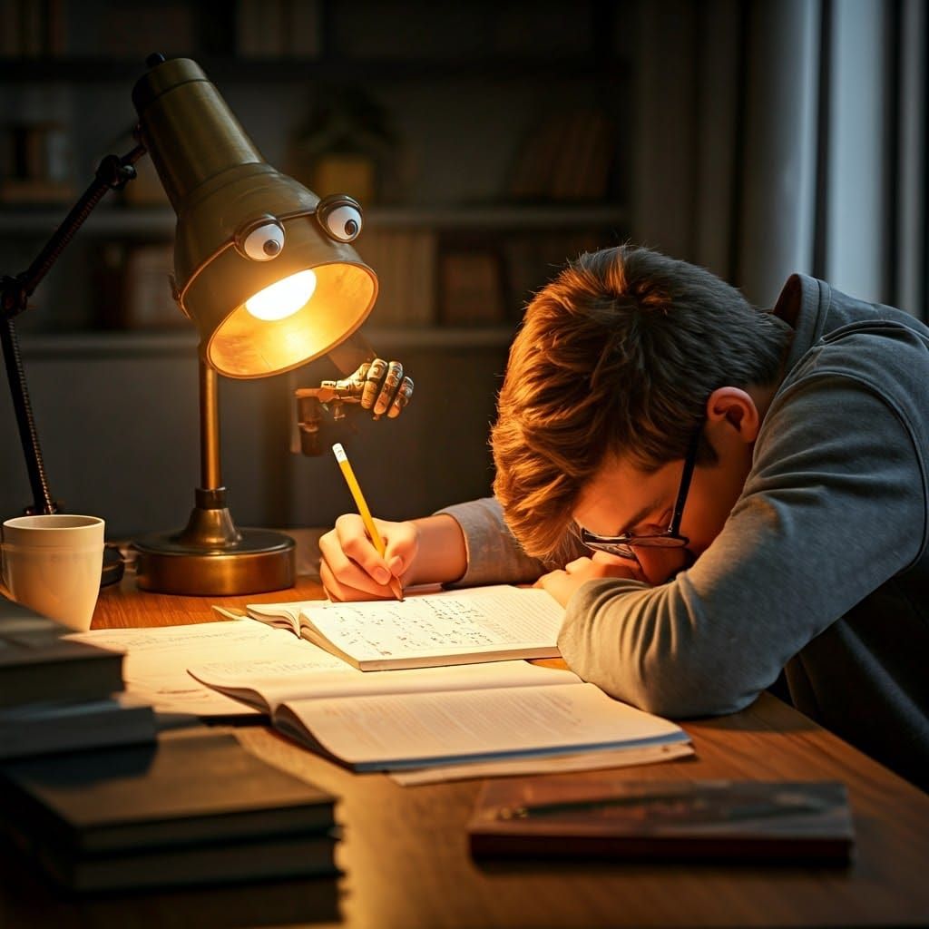 Anthropomorphic Lamp Helps Sleeping Student
