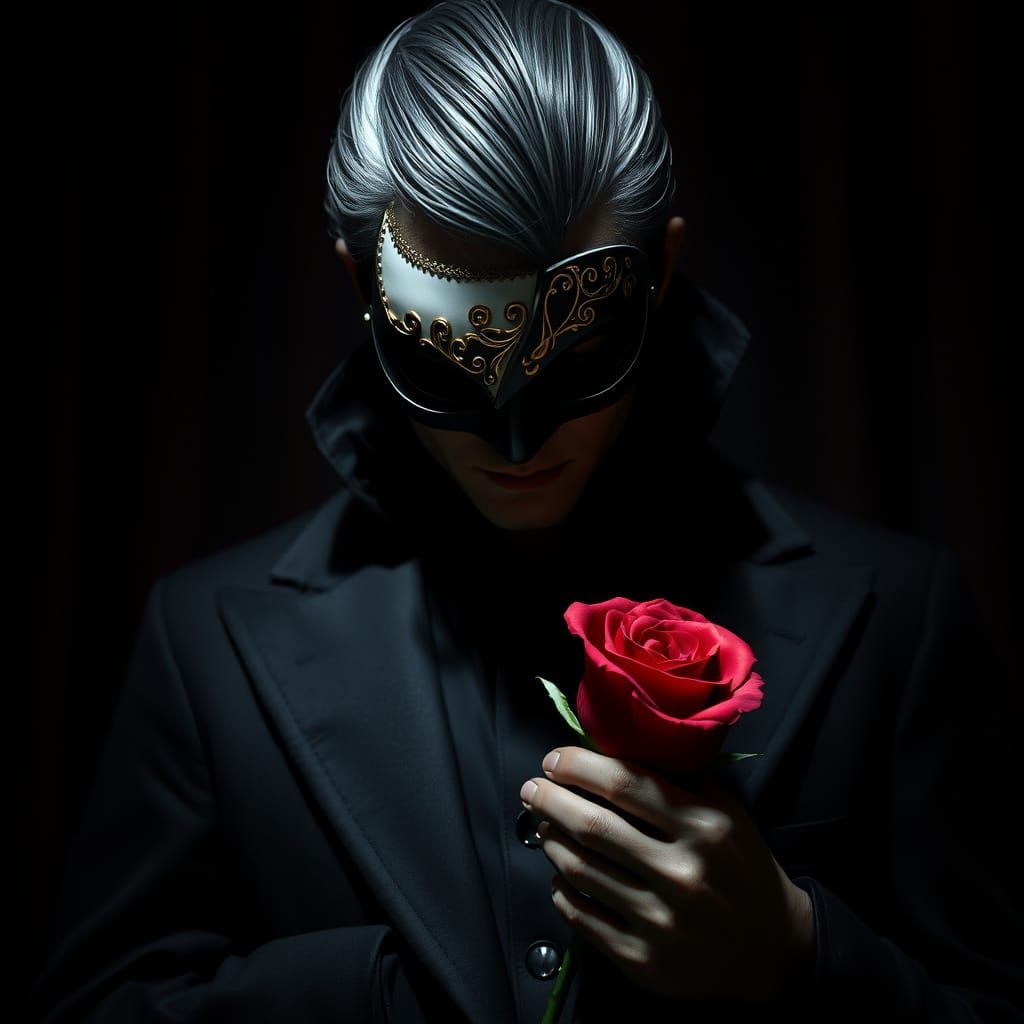 Mysterious Phantom of the Opera in Haunting Black Attire