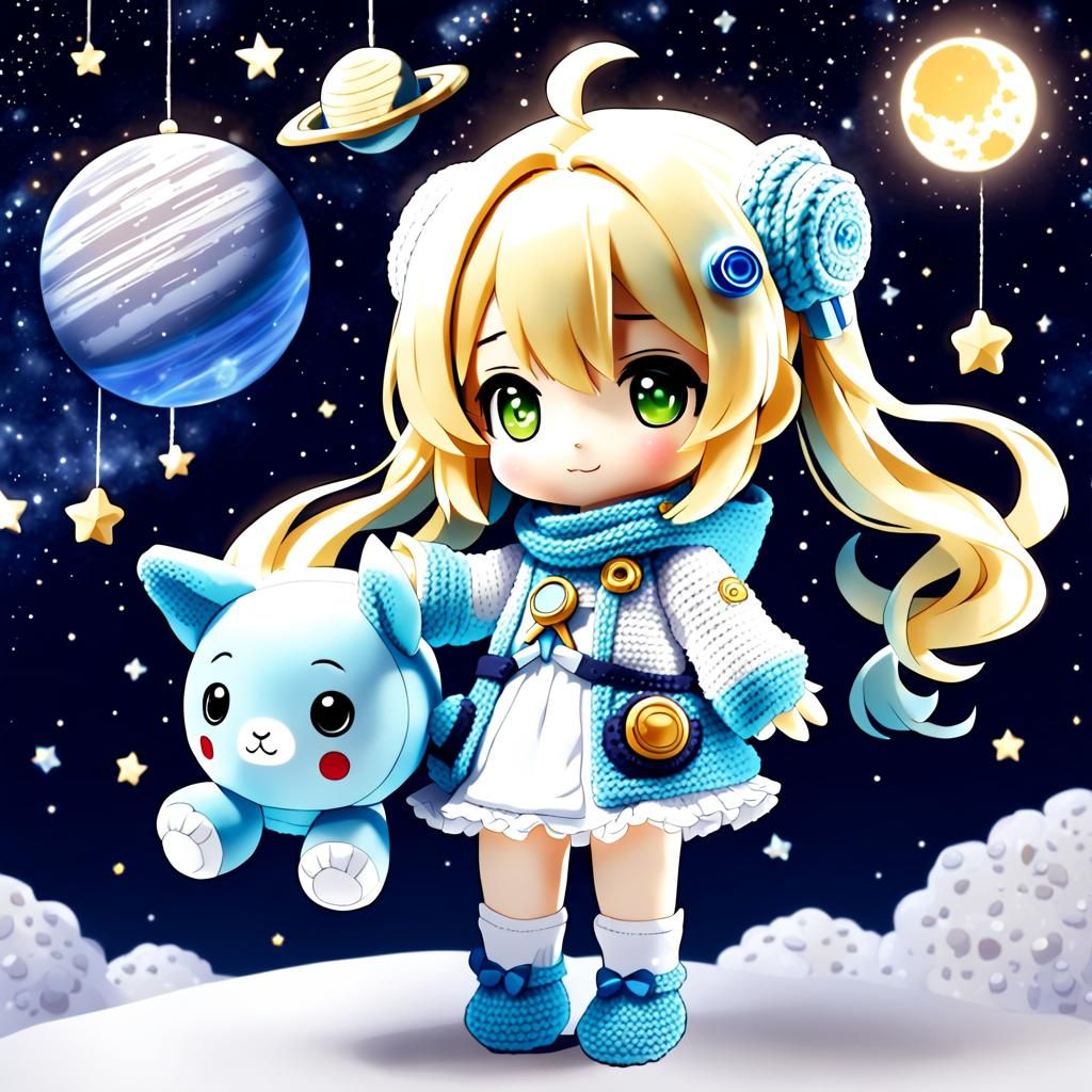 Chibi Astronomer Amigurumi in Anime Style