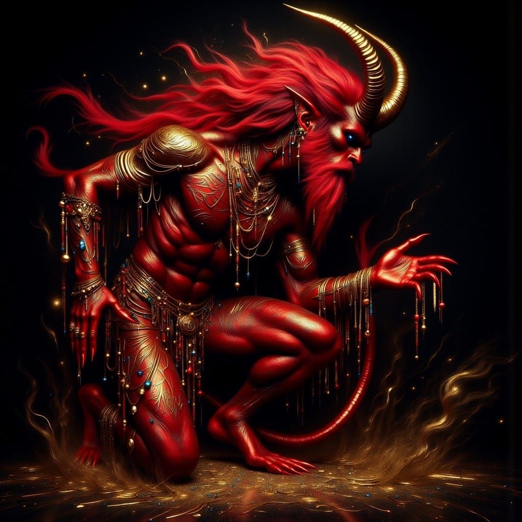 Dark Demon Goddess Emerges in Cinematic Oil Painting