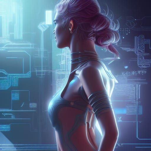 Cyberpunk Girl Portrait with Intricate Details