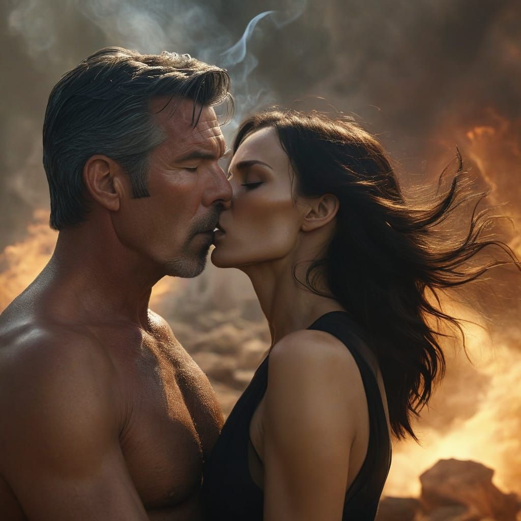 Famke Janssen and Pierce Brosnan in Golden Eye