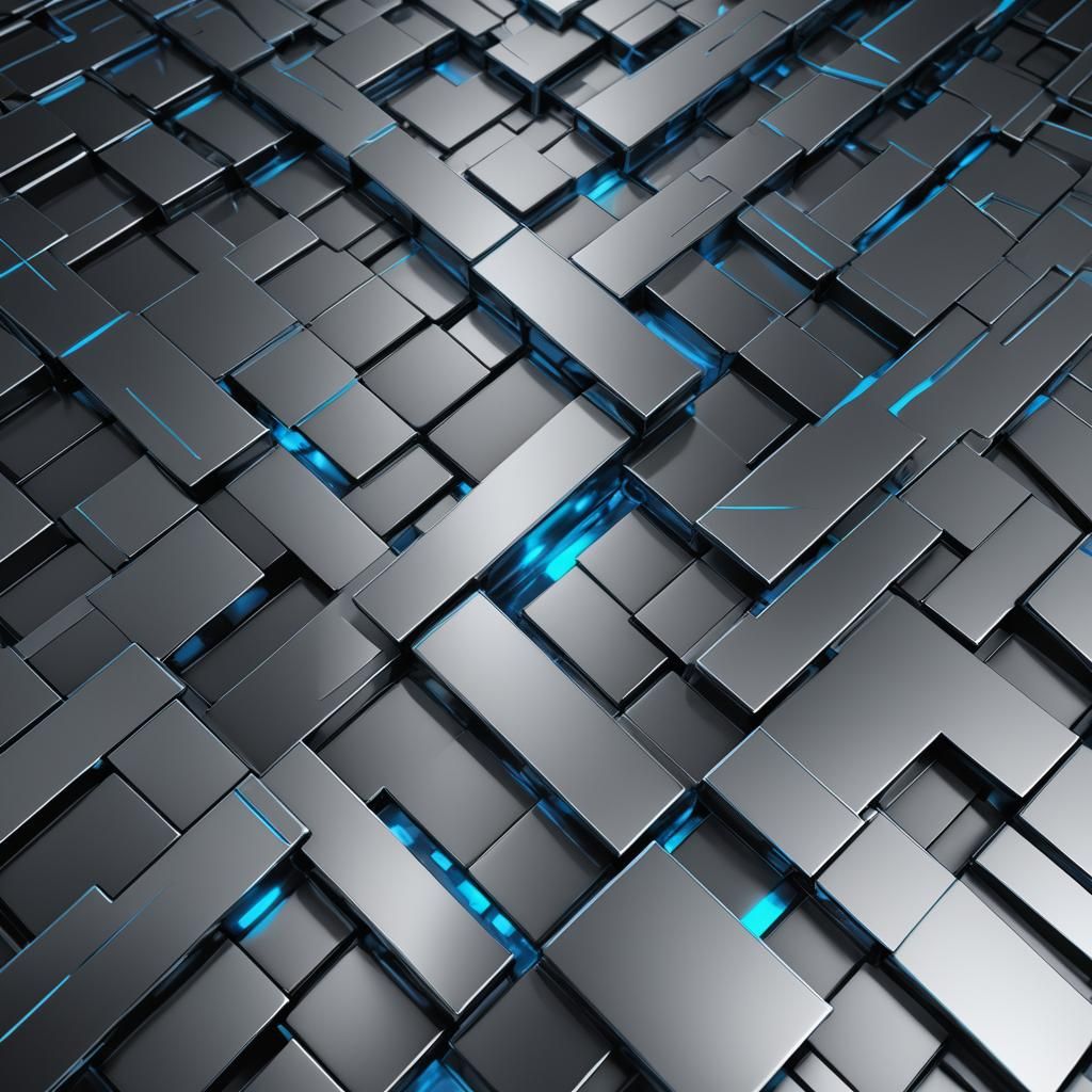 Metallic Futurism: Gray Rhombus with Neon Highlights