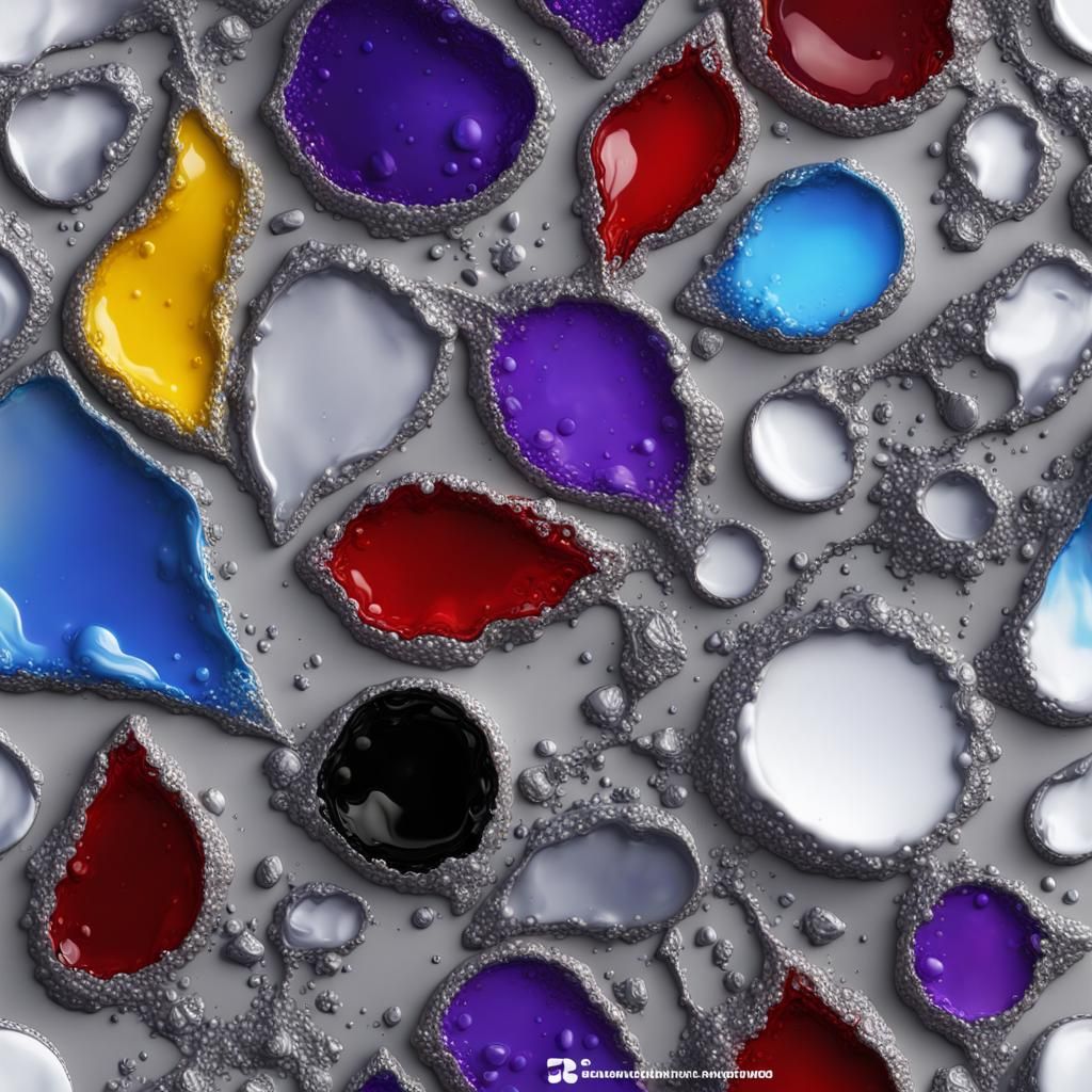 Abstract Pour Painting with Dotted Diamond Patterns