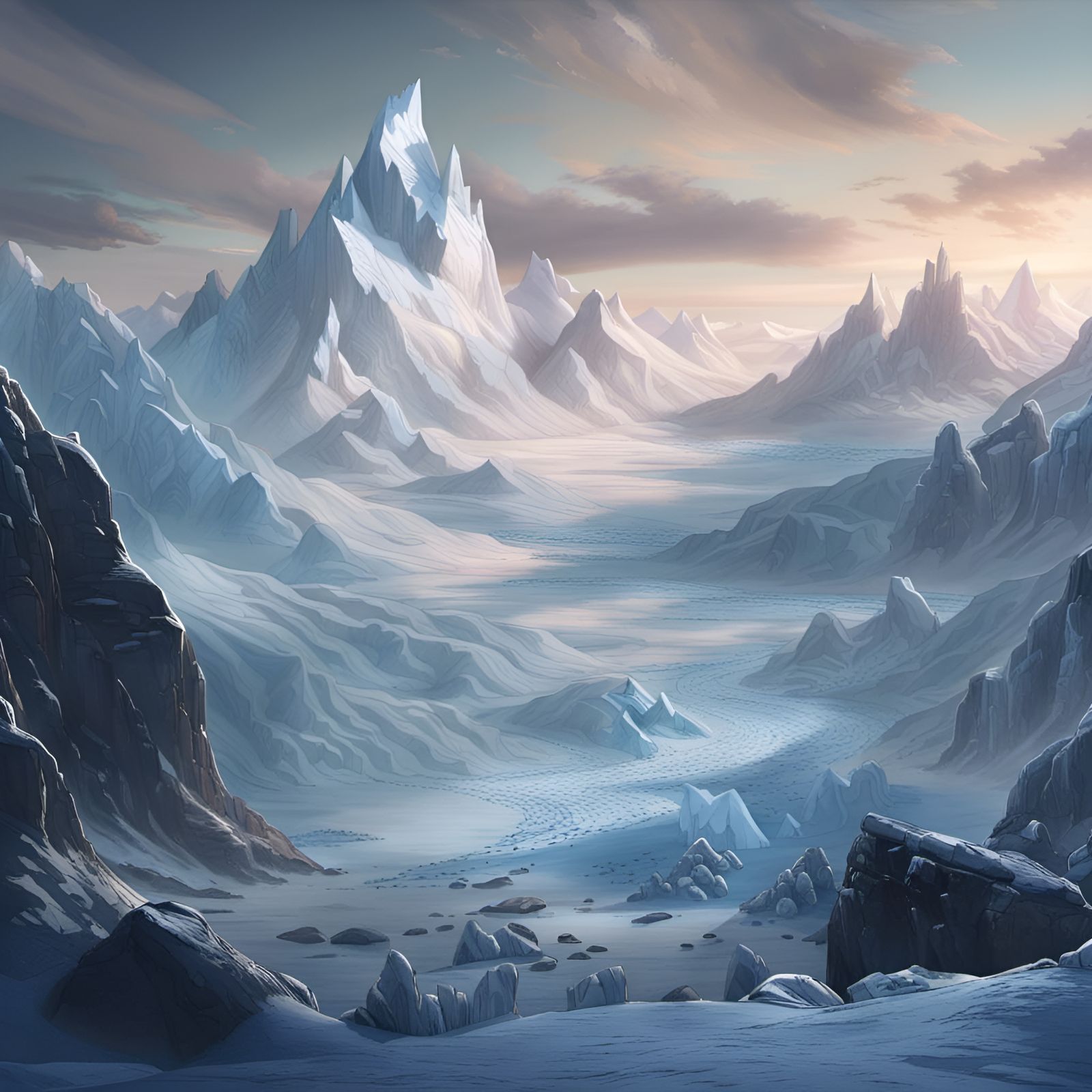 Icy Tundra and Frozen Landscapes in Detailed Matte Painting